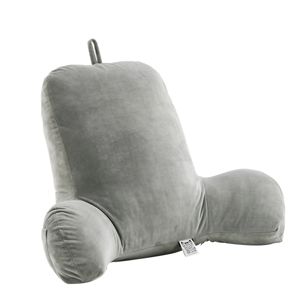 Large Bedrest Hollow Cotton Reading Pillow With Arms and Removable Cover for Home Office Back Pain Relief: Grey