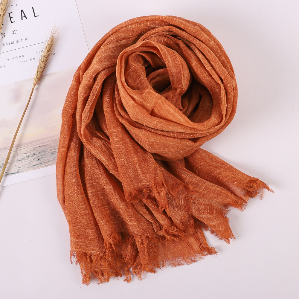 Bufanda de de lujo para mujer, chal de playa, bufandas de algodón a la para mujer, Bandana pashmina musulmana, hijab silenciador, Otoño Invierno: Naranja