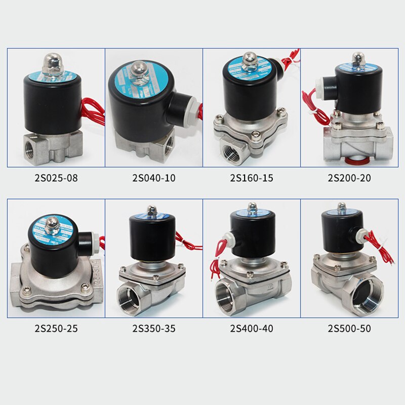 Stainless steel Electric Solenoid Valve 1/4" 3/8" 1/2" 3/4" 1" Normally Closed Pneumatic for Water Oil Air gas 12V/24V/220V/110V