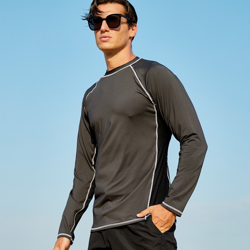 100% Polyester Men's Long Sleeve Shirts UPF 50+ Sun Protection SPF Running T-Shirt Lightweight Athletic Workout Hiking Swim Shir