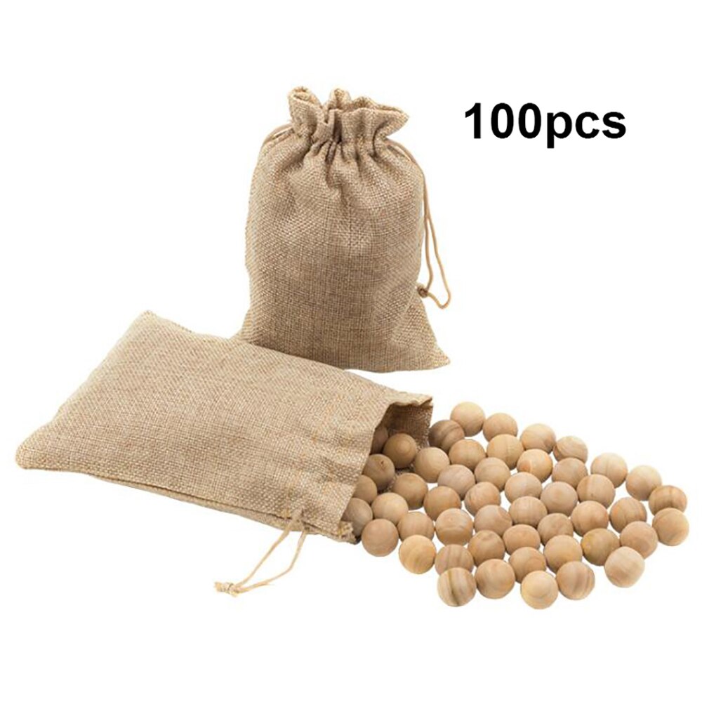 100pcs/set Cedar Wood Moth Balls Natural Cedar Wood Bead Camphor Repellent for Moisture proof Wardrobe Clothes Drawer