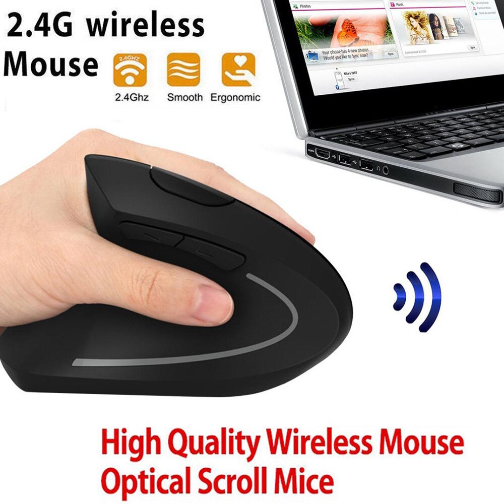 6D 2.4G souris sans fil ergonomique verticale souris gauche optique 1600DPI micro de jeu