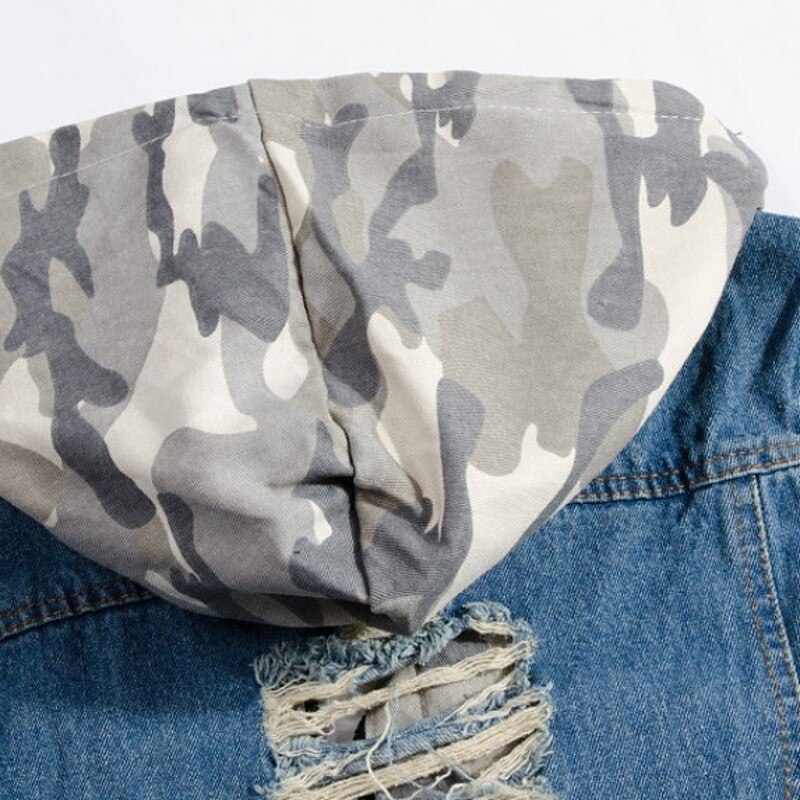 Autumn Hooded Vests Men Streetwear Distressed Slim Vintage Washed Mens Denim Coat Zipper Casual Jacket Man Outwear
