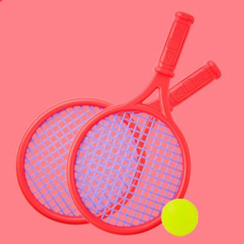 Criança mini raquete de tênis esporte treinamento plástico tênis raquetes badminton com bola crianças escola praia oval brinquedos: B