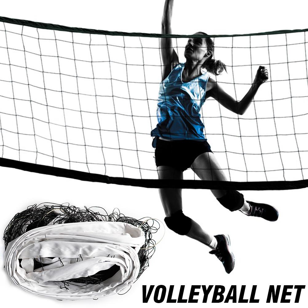 Bærbart volleyballnet firsidet fortykket lærredskant pe holdbart standard volleyballnet til træningstræning