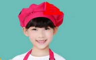 Kid Chef Hat Children's Baking Hat Cute Girls Boys Food Service Kitchen Work Caps Solid Pleated Top Painting Hats: Rose Red