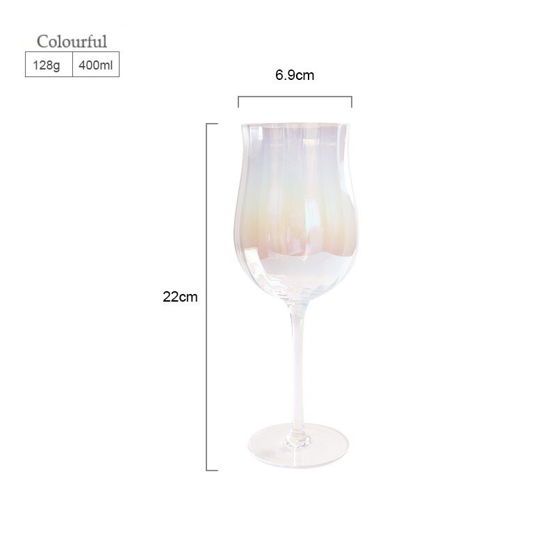 Ins Tulip Wine Glass Lead Free Glass Gold Painting Colourful Champagne Juice Cup Simple Wine Cup Crystal Glass: 0003