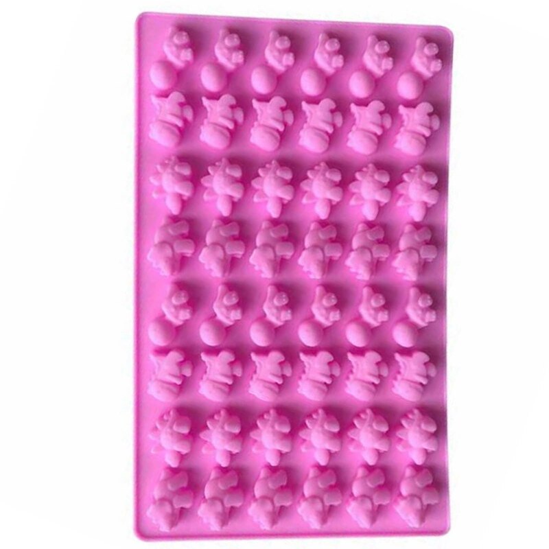 Cute Little Dinosaur Silicone Molds Chocolate Mould Ice Tray Mould Soft Candy Mould With Dropper DAG-ship: pink