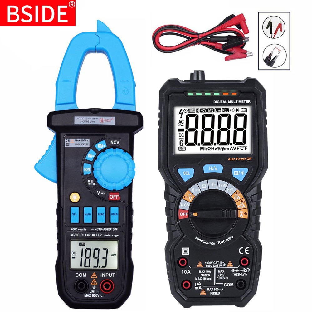 Bside digitale stroomtang, gelijkstroom, wisselstroom, 400a ampèremeter, spanningstester, multimeter, autovoltmeter, ampère, hz, capaciteit, ncv, ohm-test