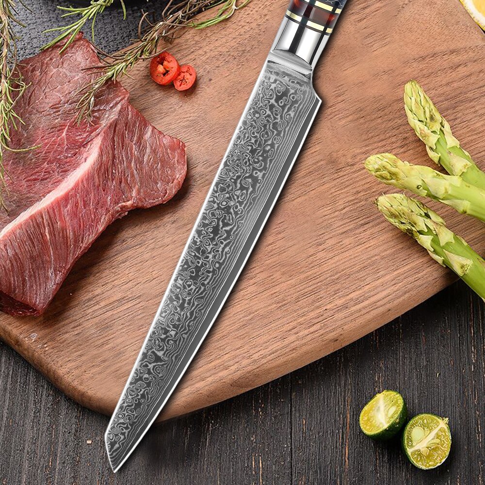 8 zoll Filetieren Sushi Messer 67 Schicht Damaskus Stahl Japanischen Sashimi Kochmesser Scharf schneiden Hackmesser Lachs Fisch Sushi Messer