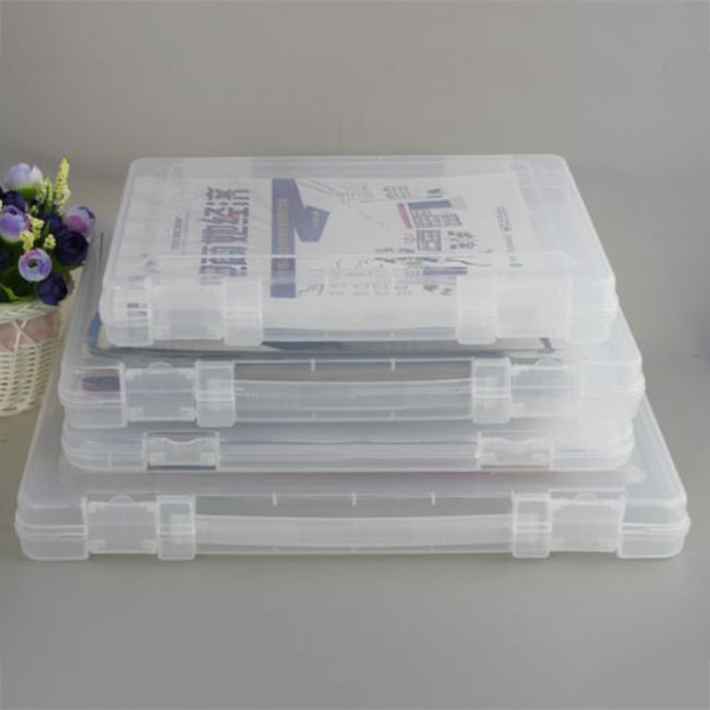 Caja transparente de almacenamiento de archivos A4, cajas de documentos de plástico transparentes, organizadores de papel de escritorio, clasificación de contrato, facturas, suministros de oficina