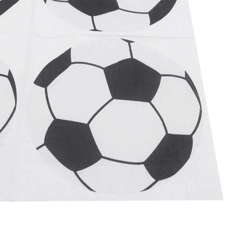 200 stuks bedrukte papieren servetten met voetbalpatroon, groen & zwart & wit & wit & zwart