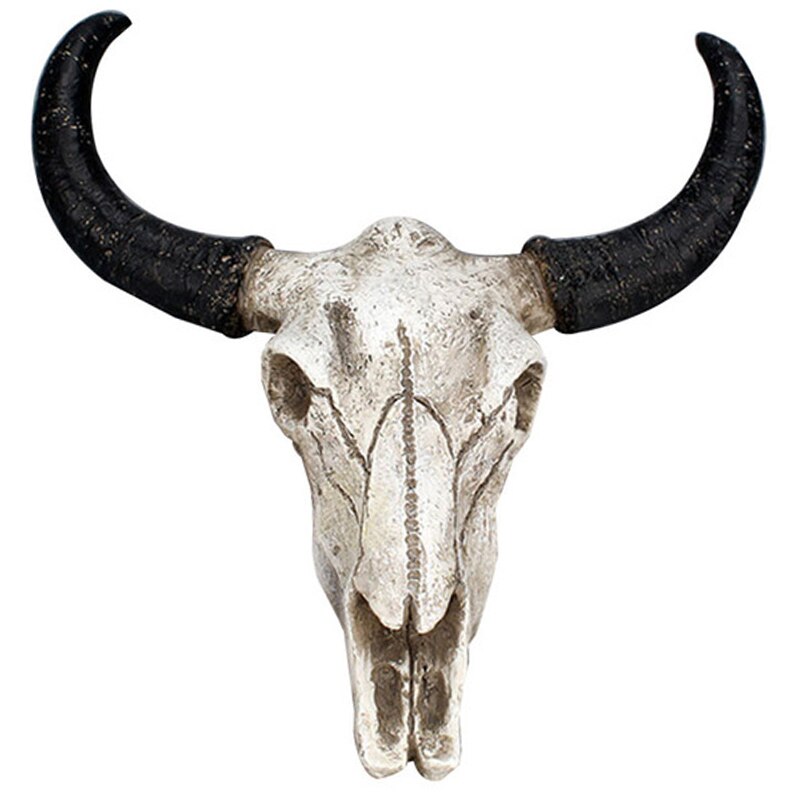 -harpiks longhorn ko kranium hoved væghængende indretning 3d dyr dyreliv skulptur figurer håndværk horn til hjemmet halloween deco: Default Title