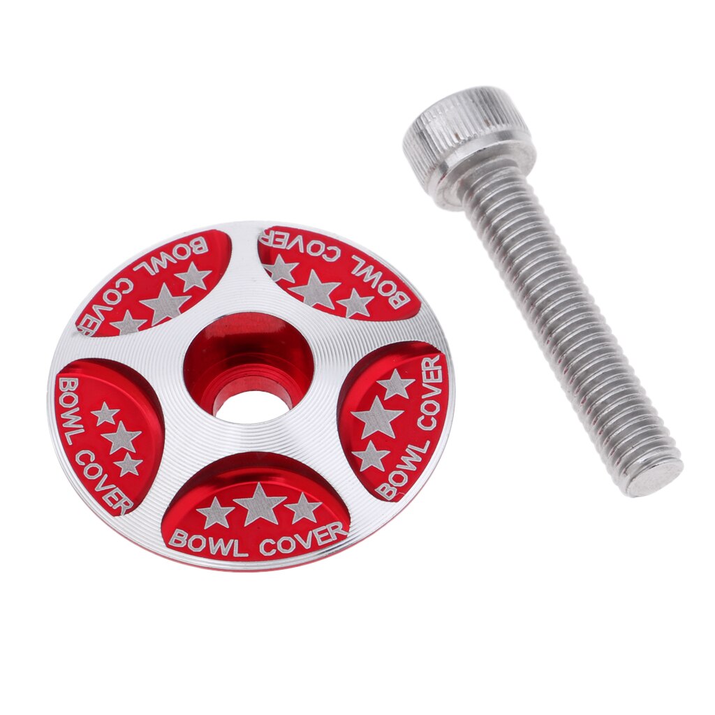 Sterren headset stuurpen kap afdekking met  m6 bouten voor 28.6mm fiets fiets vork: Rood