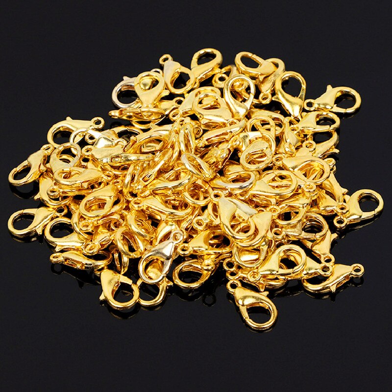 Accessoires de bijoux, fermoirs à homard en métal, crochets, connecteurs d'extrémité de Bracelet, bricolage, boucle de collier A2211, 12mm: Yellow gold