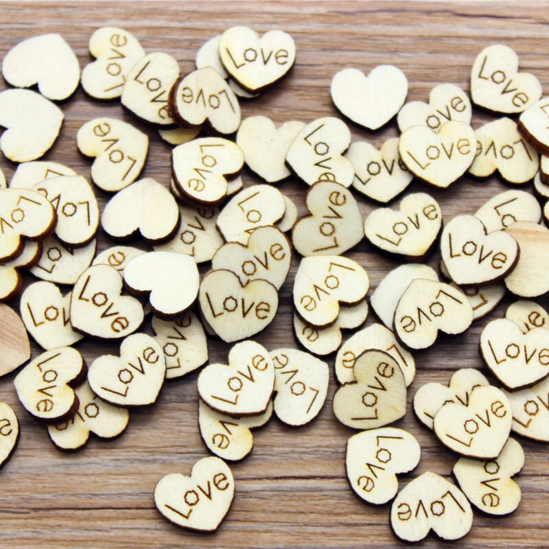 Kit de Scrapbooking en bois 1.8cm, lot de 10 pièces, cœur d&#39;amour naturel sans autocollants, matériel artisanal de mariage, saint-valentin, jouets DIY OEM