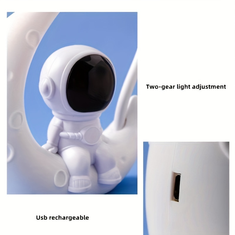 Måne-astronaut natlampe, lille led-skrivebordslampe til soveværelsesdekoration, jul