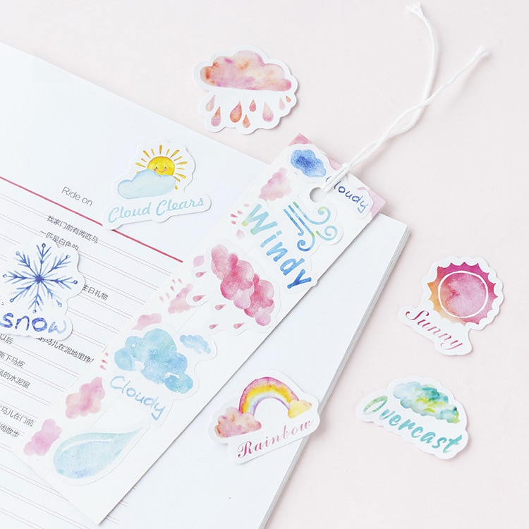 46PCS/box Cute Weather Diary Paper Lable Sealing Stickers Crafts And Scrapbooking Decorative Lifelog DIY Stationery