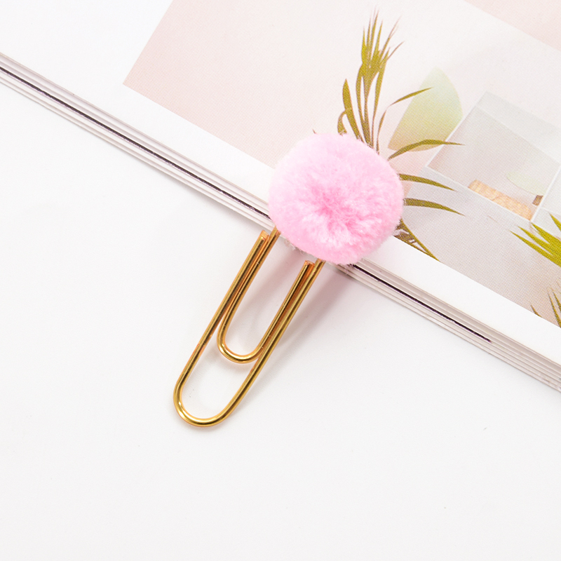 3/2/1pc mignon Hairball rose or trombone modélisation trombones affaires bureau dame style école bureau papeterie ensemble: 1pcs  pink