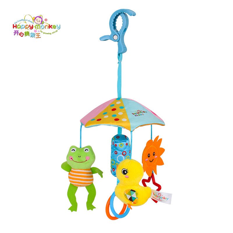 Baby Rammelaars Wieg Mobiles Speelgoed Dier Kikker Roterende Bed Bel 0-12 Maanden Baby Houder Kids Paraplu Roterende wind Chime: Frog Duck Sunflower