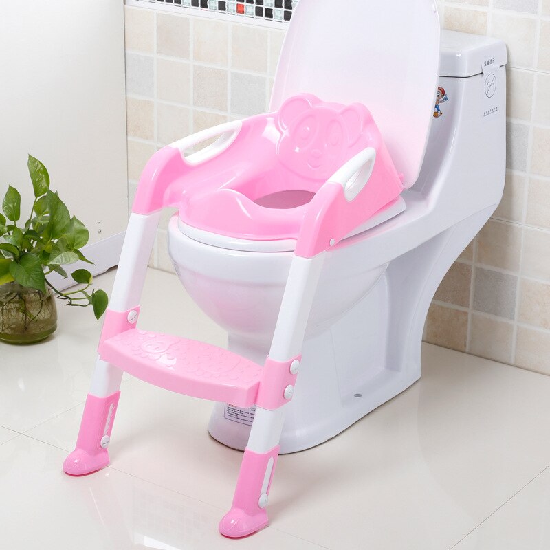 Babypottetreningssete barnepottetoalett sete med justerbar stige babykanne til nyfødte låve urinal guttepike potte: Rosa