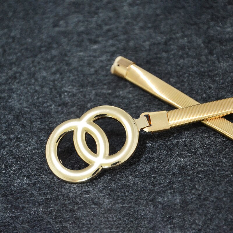 Dames Metalen Riem Sluiting Front Stretch Slanke Taille Riem Elastische Tailleband Gouden Ketting Riemen Voor Vrouwen