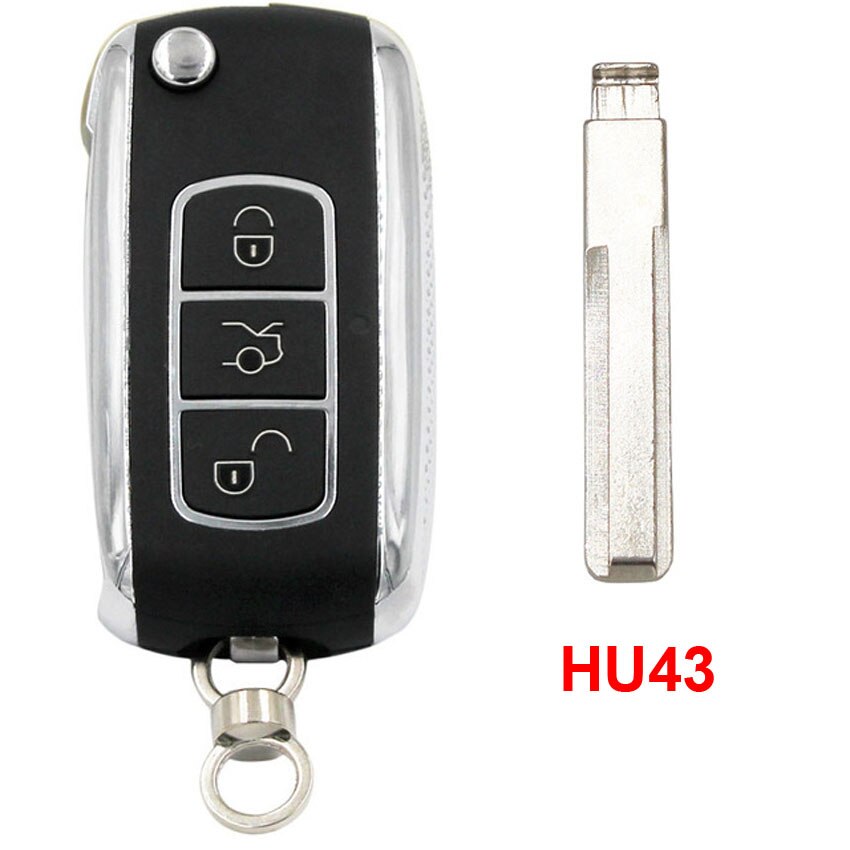2 botón actualizado plegable, abatible remoto llave de coche 433MHz ID40 Chip P/N: 93286048 para Opel HU46 / HU100 / HU43 / YM28 hoja sin cortar: HU43