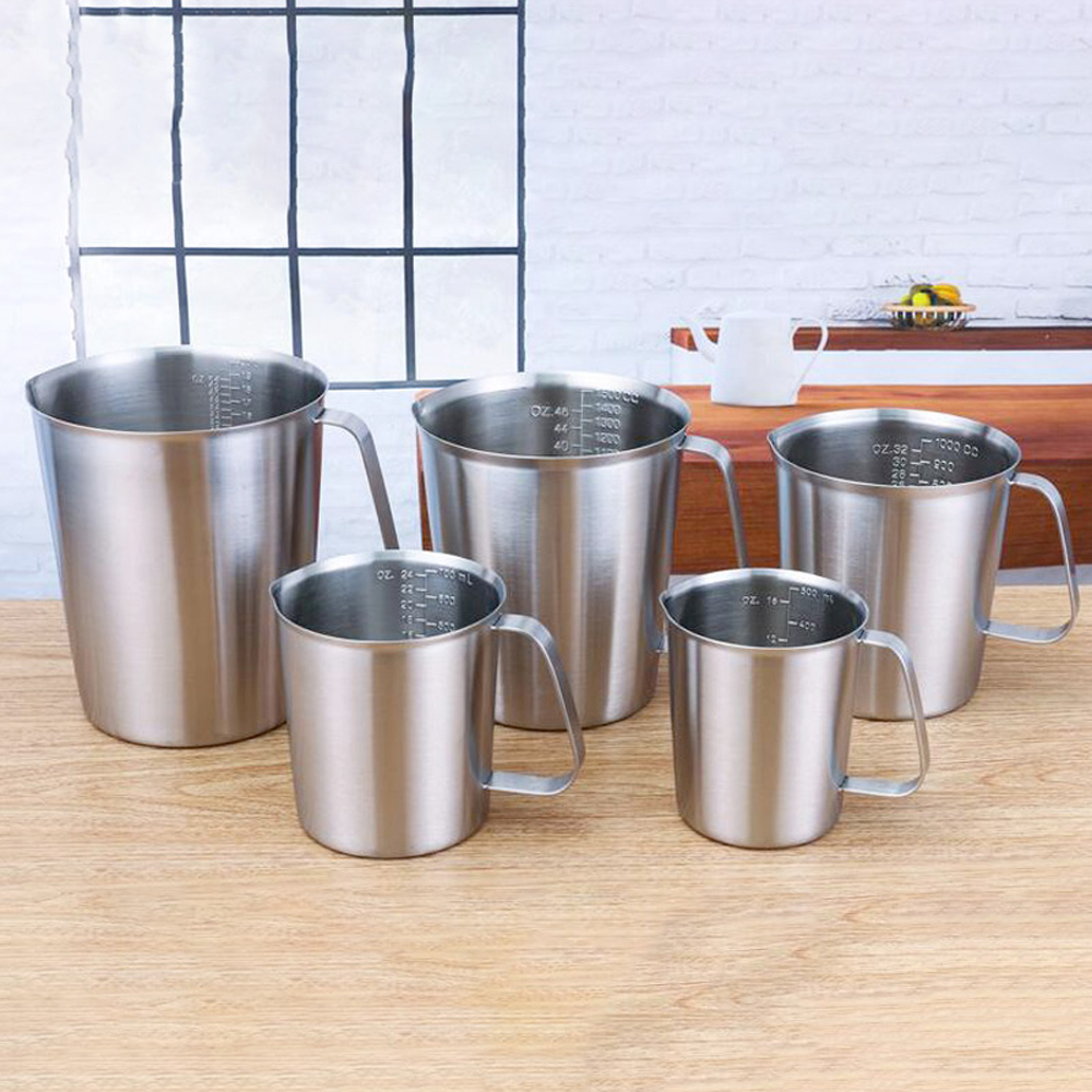 500 ml/700 ml/1000 ml/1500 ml/2000 ml 304 en acier inoxydable mesure échelle tasse graduée cylindre lait thé cuisson oeufs cuillère