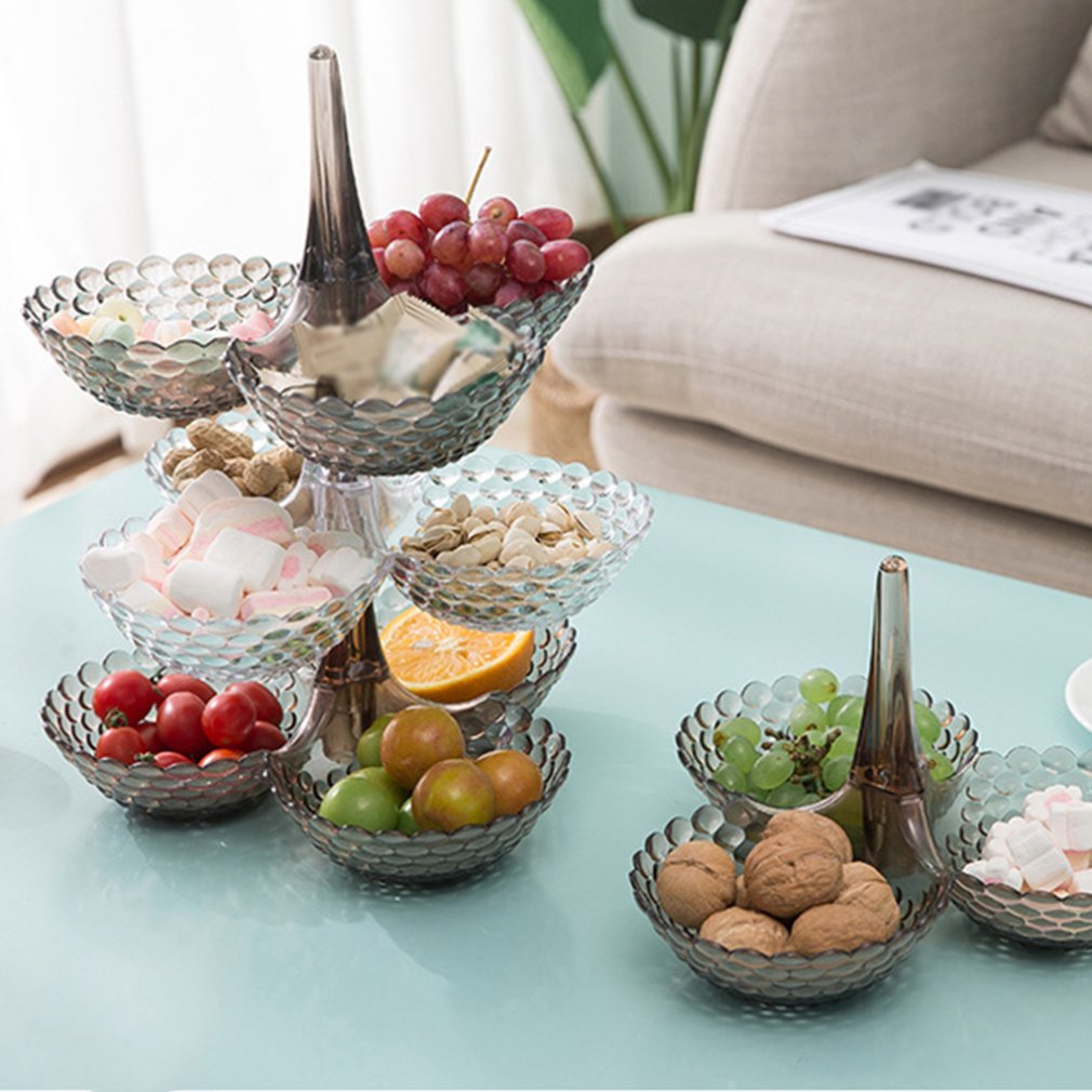 Multi-Layered Fruit Tray Dessert Plate Living Room Coffee Table Home Candy Tray Plastic Dried Fruit Box