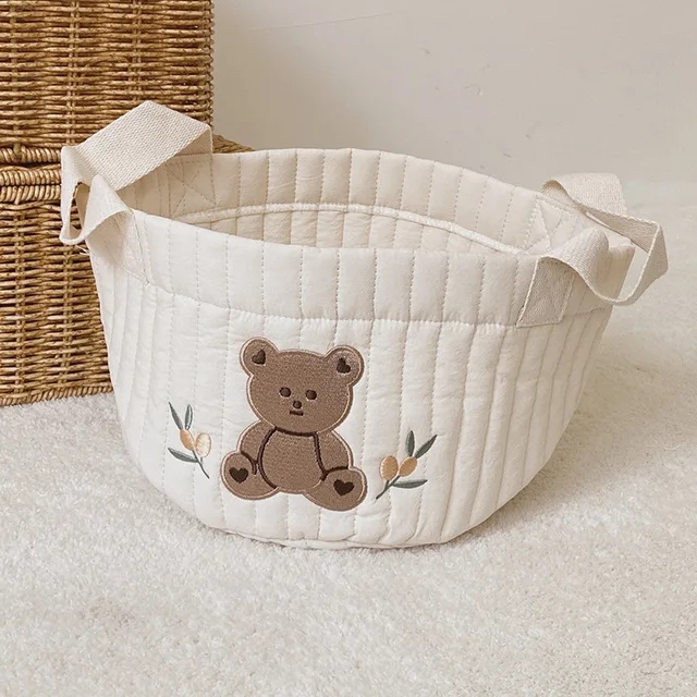 Babytaschen, niedlicher Bär, Stickerei, Wickeltasche, Caddie, Windelwagen, Aufbewahrung, Mutter, Umstandstasche für Neugeborene, Windeln, Spielzeug, Organizer: Grün
