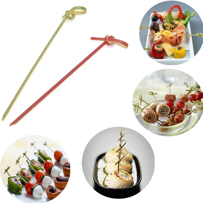 100 stk/sæt lang engangs bambus gaffel snoet fest buffet frugt desserter mad cocktail sandwich gaffel pind spyd 12cm