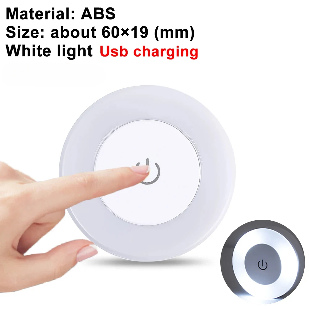 Mini Led Nachtlampje Met Aanraaksensor Ronde Draagbare Dimbare Lichtkamer Decor Usb Oplaadlamp Magnetische Basislampen Lichten: Blauw