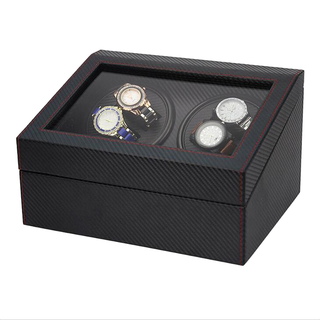 Black Carbon Fiber Storage Case Roterende Display 4 Winder 6 Slots Organisator