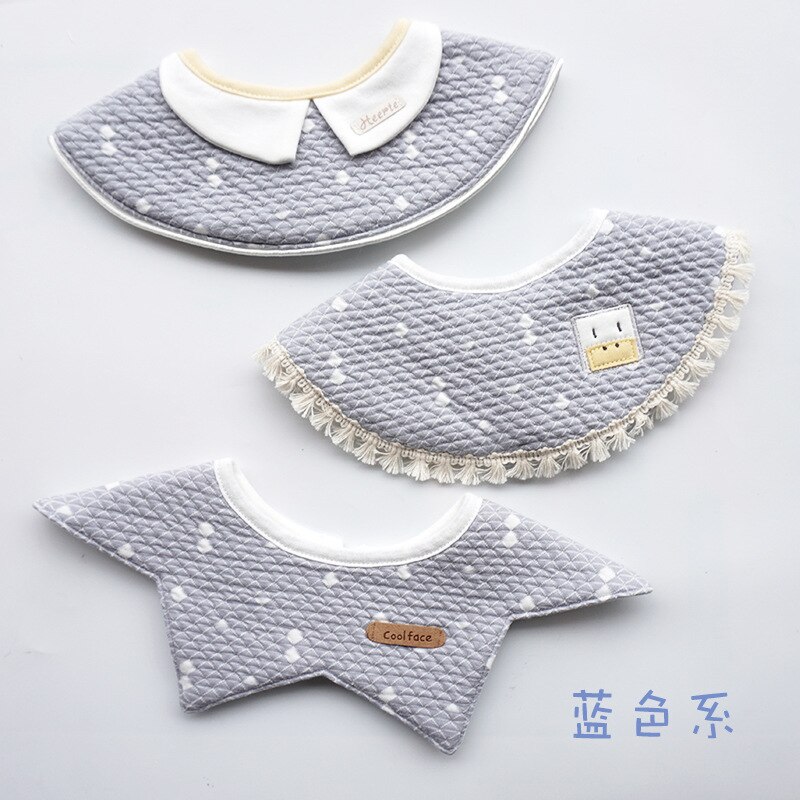 Kleinkind Baby Lätzchen Baumwolle Wasserdicht Lätzchen Baby freundlicher Speichel Handtuch Spucktücher Mit Quaste Art Zubehör: 3Stck grau