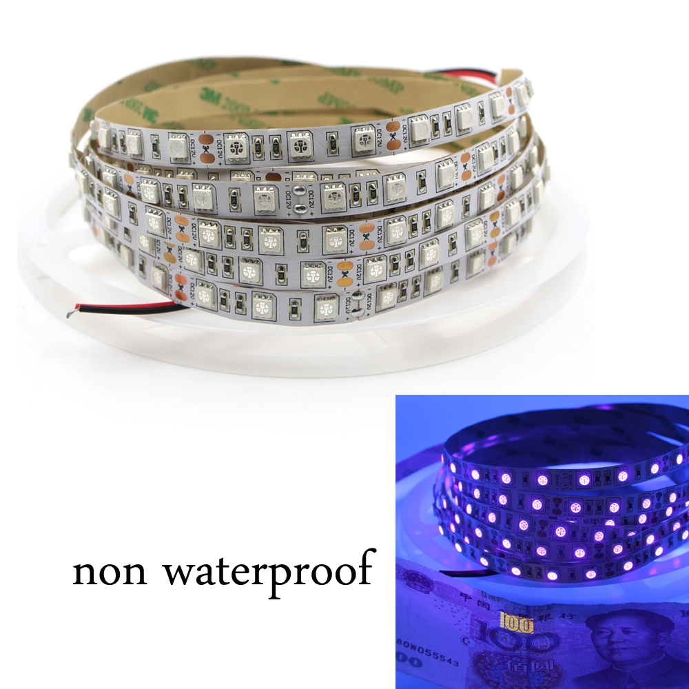UV LED Strip Light 395nm-405nm Ultraviolet Flexible 60/120led/m 5050 LED Tape 5/12/24V Blacklight DJ Fluorescence Party lamp