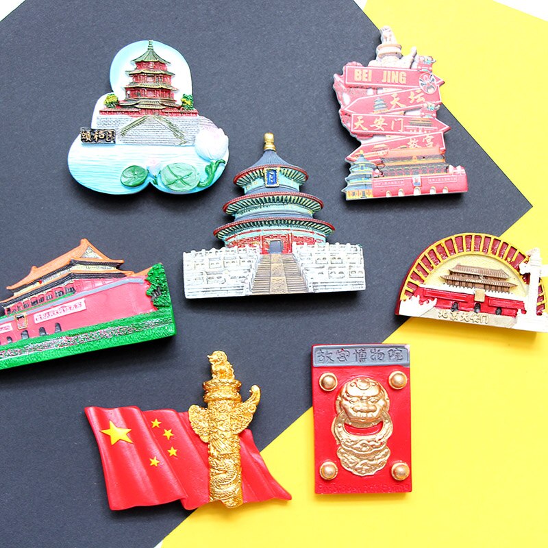 Beijing China fridge magnet tourist souvenir 3D magnetic refrigerator paste Palace Museum the Great Wall Summer Tiananmen Temple