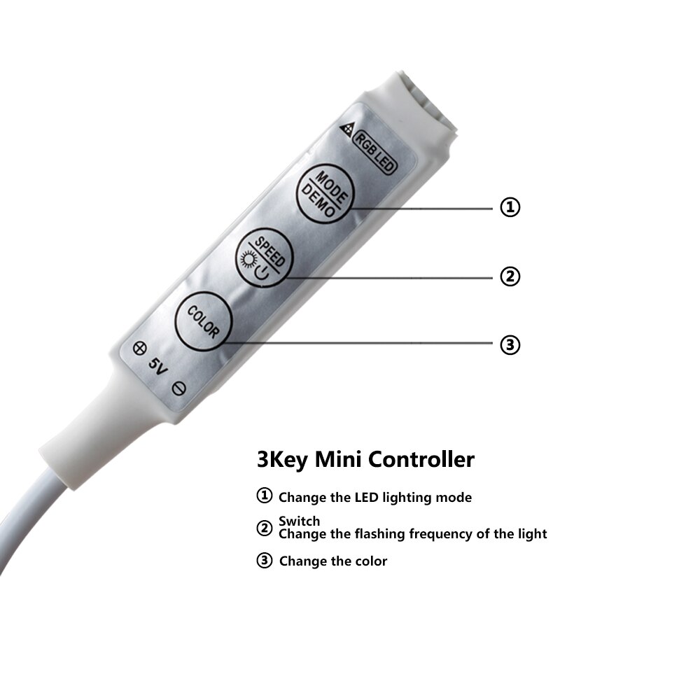 Dc 5v usb rgb controller med mini 3 nøgle  / 17 nøgle rf controller til usb led strip