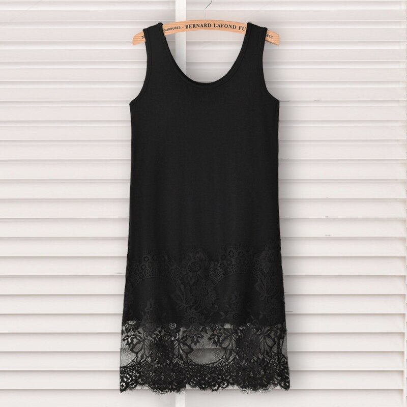 Neue Sommer Ärmellose frauen Grundlegende Rutscht Schwarz und Weiß Farbe Tank Allgleiches Rutscht Unterkleid Modal Full Slips Spitze Unten