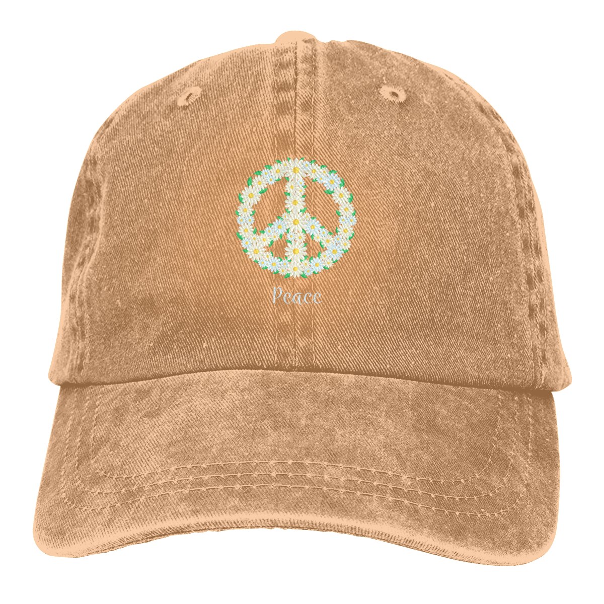 Daisy Peace Vintage Unisex Adjustable Trucker Cap for Adult: Khaki