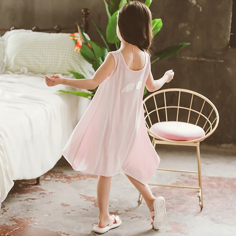 Pige natkjole sommer børn pijamas 4 5 6 7 8 10 12 13 teenage badekåbe enhjørning børn sommertøj: Lyserød / 150