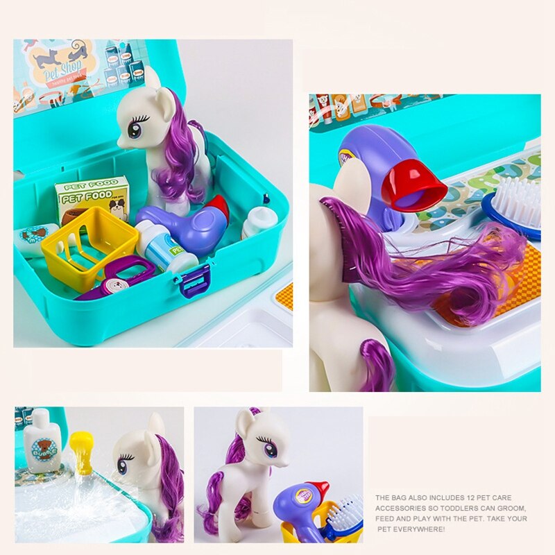 Soins pour animaux De compagnie Jeu Toilettage Kit Semblant Jouer Pour Animaux De Compagnie Sac Pour Animaux De Compagnie Simulation Sac À Dos pour Enfants