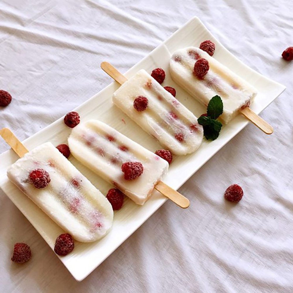 Household 10 Grids Ice Cream Tub Maker Tray With 50pcs Sticks Food Grade Silicone Fridge Shaping Mold