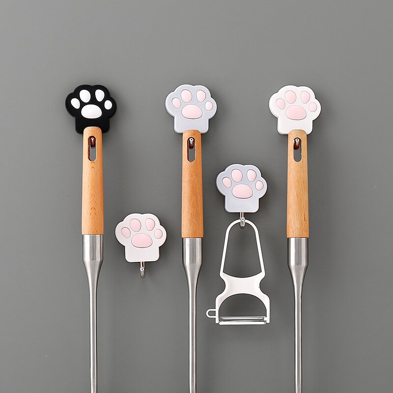 Ganchos decorativos de pata de gato, colgador de pared autoadhesivo, ganchos para llaves, ganchos para puerta de armario de cocina, colgadores de organizador para el hogar