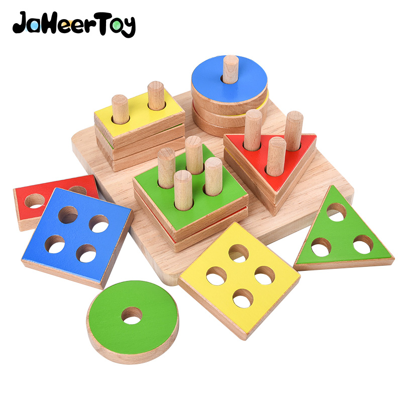 JaheerToy Baby Math Montessori Educational Toys for Children Color Classification Wooden Kids Boys