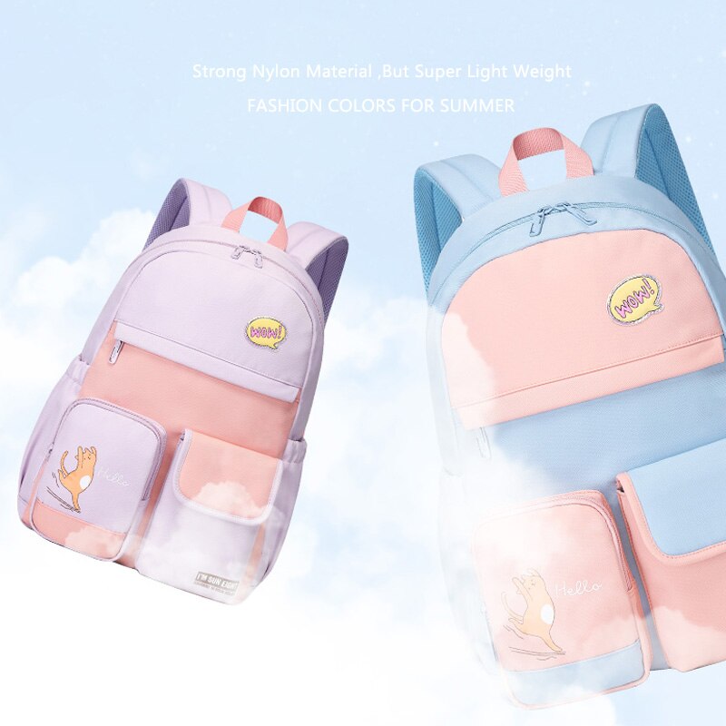 2022 Girl Backpack Waterproof School Bags For Girls Lovly Bookbag Patchwork Nylon