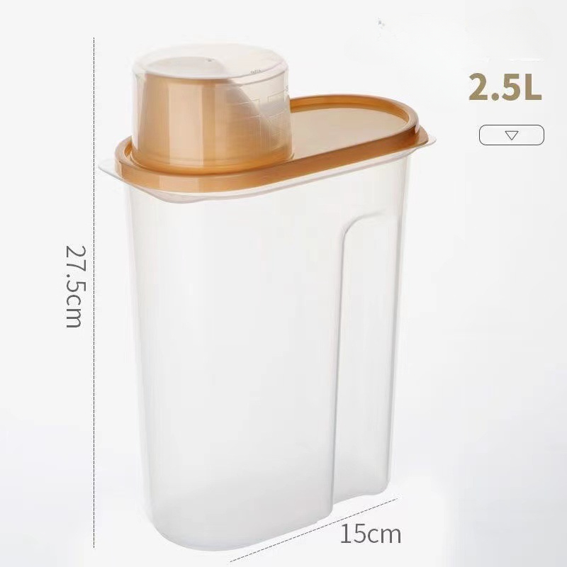 2.5/1.9l Plastic Voorraadtank Met Maatbeker Vochtbestendige Verzegelde Pot Accessoires Voor Dierbenodigdheden: Licht Groen