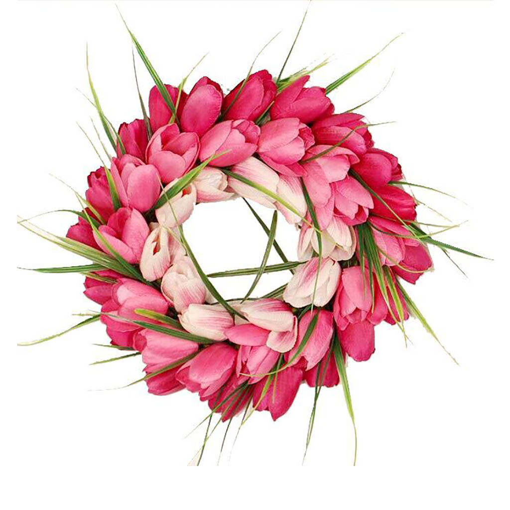 Tulip Wreath Artificial Door Hanging Lavender Flower Wreath Summer Party Wedding Decoration Diy Wreath Garland#G30: Light Pink