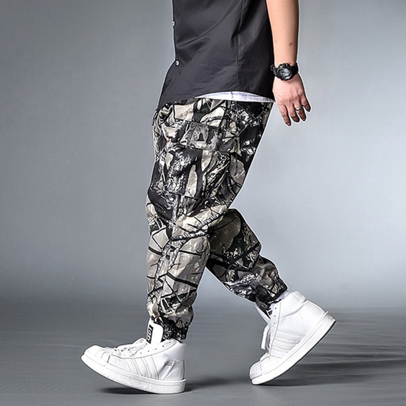 Pantalon de jogging pour hommes grande taille 7XL et 8XL, Streetwear imprimé feuilles, Hip Hop décontracté