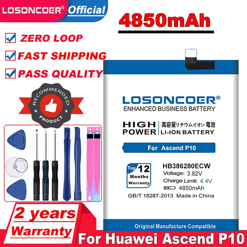 LOSONCOER 4450mAh HB386280ECW batería para Huawei Ascend P10 honor 9 STF-L09 STF-AL10 STF-AL00 VTR-AL00 VTR-L09 VTR-L29 batería