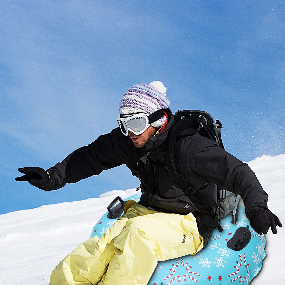 Opblaasbare Sneeuw Buis Pvc Sneeuw Boot Sneeuw Rider Slee Met Handvat Bodem Duurzaam Kinderen Outdoor Verdikte Cirkel Sneeuw Buis